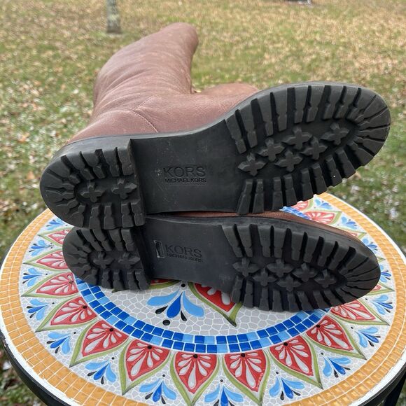 KORS Michael Kors Womens 7.5M "Blizzard" Brown Leather Tall Riding Boots 18" - Picture 8 of 8